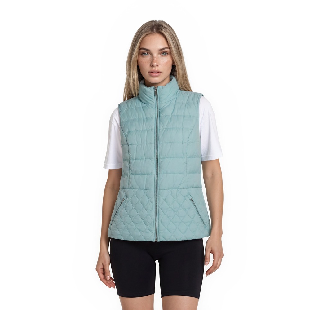 Talbots Down Puffer‎ Vest Women's Size 3X Blue Quilted Full Zip Aqua